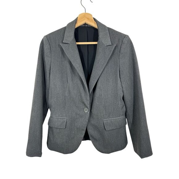 Express Gray Long Sleeve Blazer Jacket Size 6 Single Button Career Formal - Picture 1 of 11